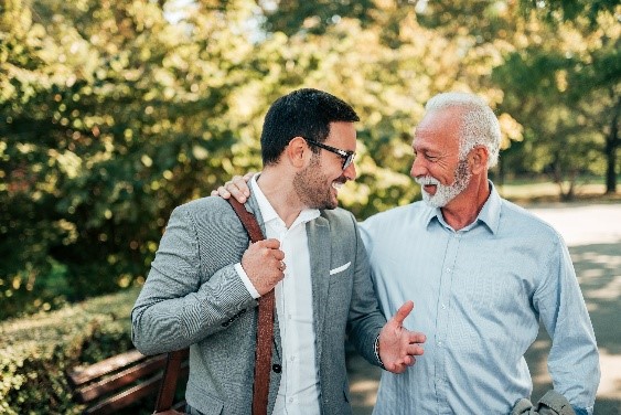 Two people talking