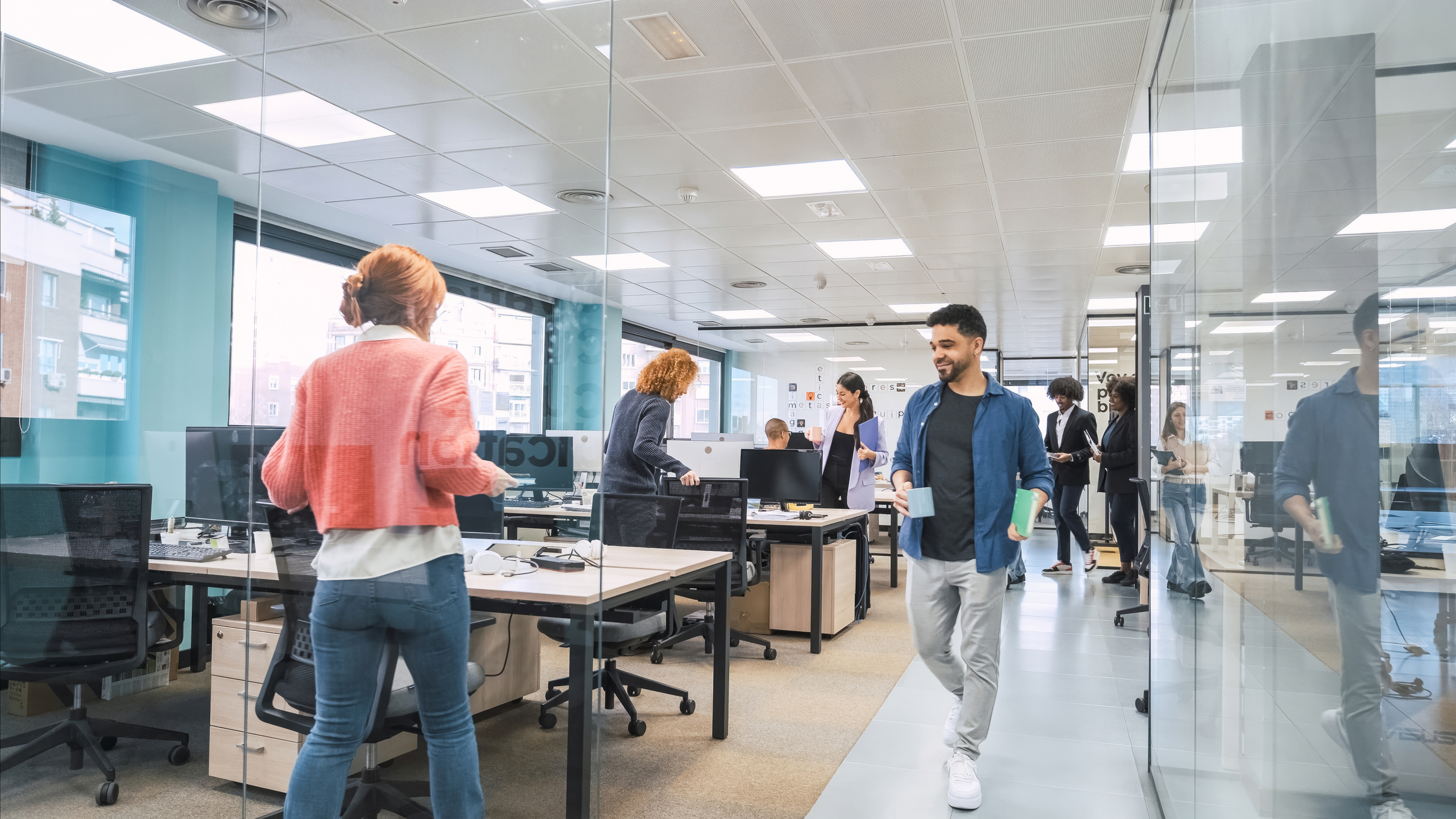 People working inside an office